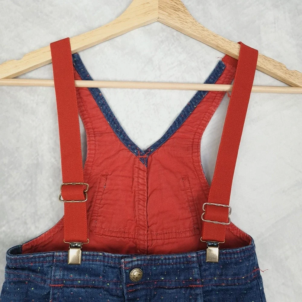 Vintage OshKosh B'Gosh Overalls Boys 6 Blue Red Space Patch Denim Pants 90s USA